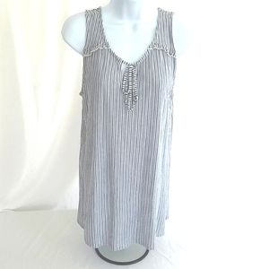 Style & Co Women's Striped Sleeveless Top, Tidal Stripe Blue Size Small